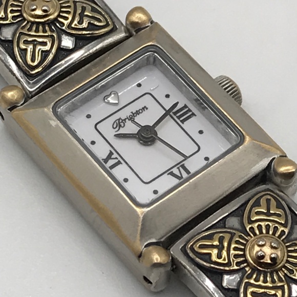 Brighton Watch Monroe Silver & Gold Plate Toggle Clasp Vintage Look New Battery - Picture 6 of 17